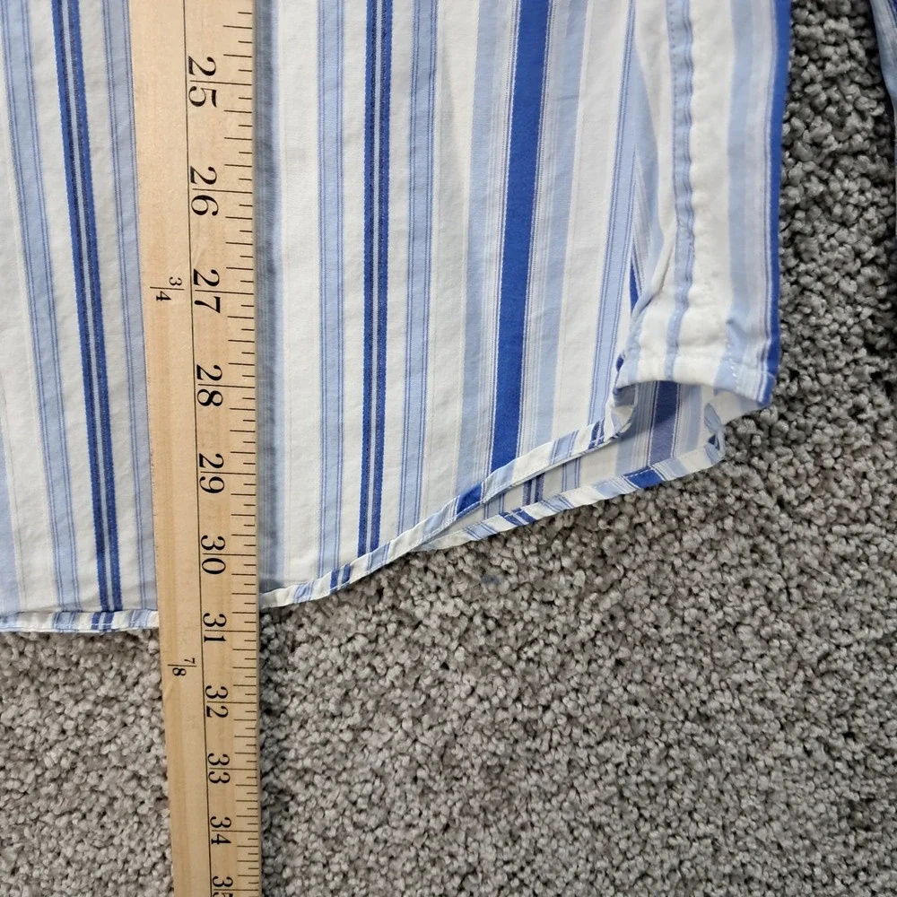 Banana Republic Mens Blue White Striped Cotton Button Down Shirt Size M 15-15.5